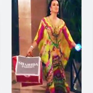 Authentic Shahida Parides Sarina Kaftan NWT Viscose Crepe Silk ASO Kyle Richards